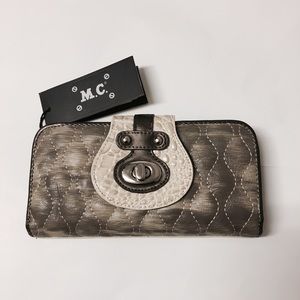 Marc Chantal Embossed Gen.Leather/quilting wallet